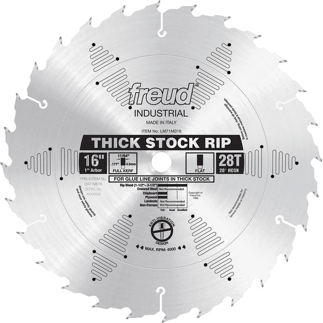 Industrial Saw Blade - Ripping, 16", 28 Teeth, Wood Use