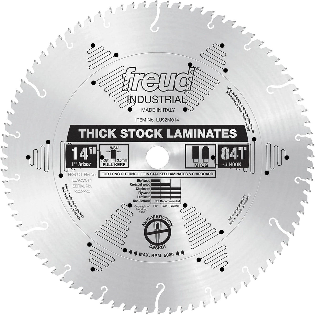 Industrial Saw Blade - Chipboard, 14", 84 Teeth, Laminate Use