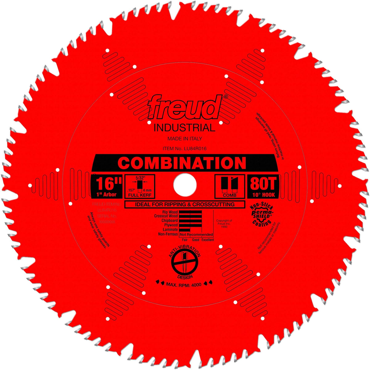TCS Industrial Saw Blade - General Purpose, 16", 80 Teeth, Wood Use