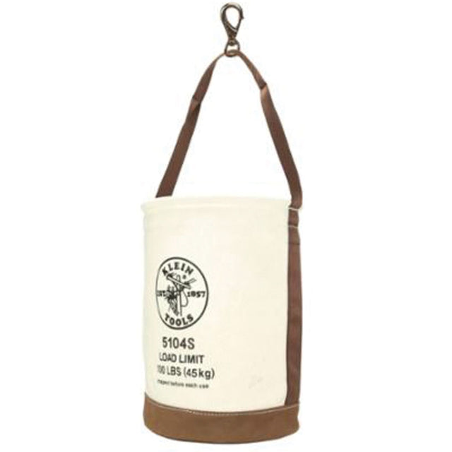 Leather-Bottom Bucket, 17" H, Canvas, White