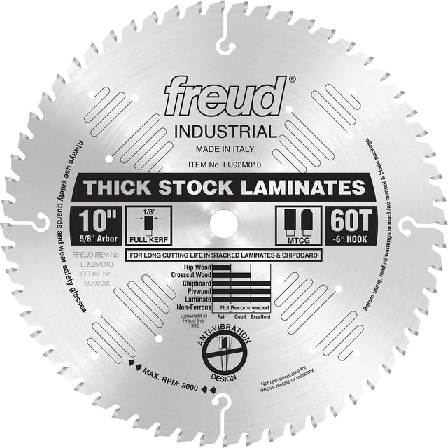 Industrial Saw Blade - Chipboard, 10", 60 Teeth, Laminate Use