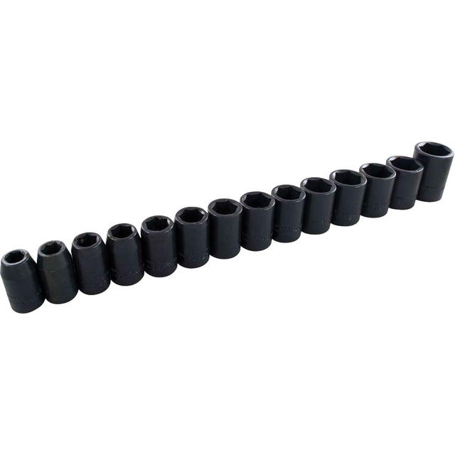 Metric Socket Set, 15 Pcs, Impact, 1/2" Drive Size