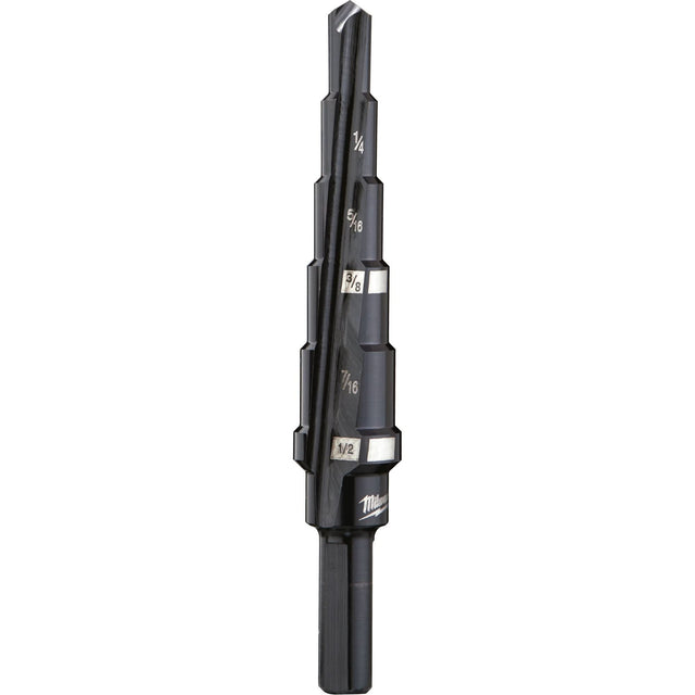 #2 Step Drill Bit, 3/16" - 1/2" , 1/16" Increments, High Speed Steel