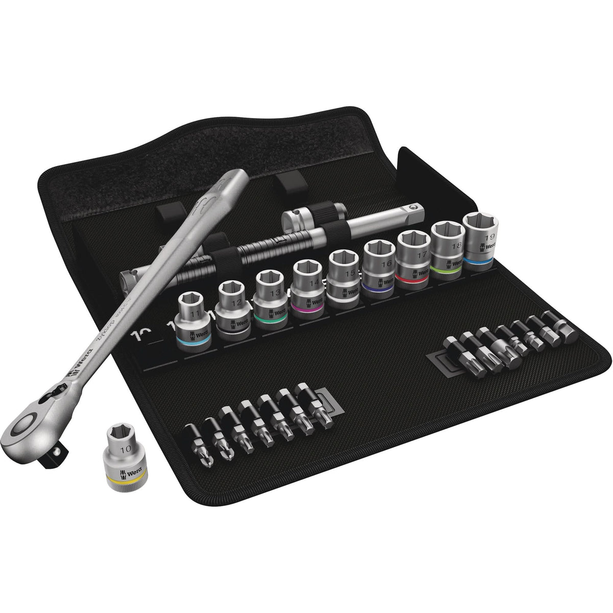 Zyklop Metric Metal Ratchet with Switch Lever Set, 29 Pcs, 1/2" Drive Size