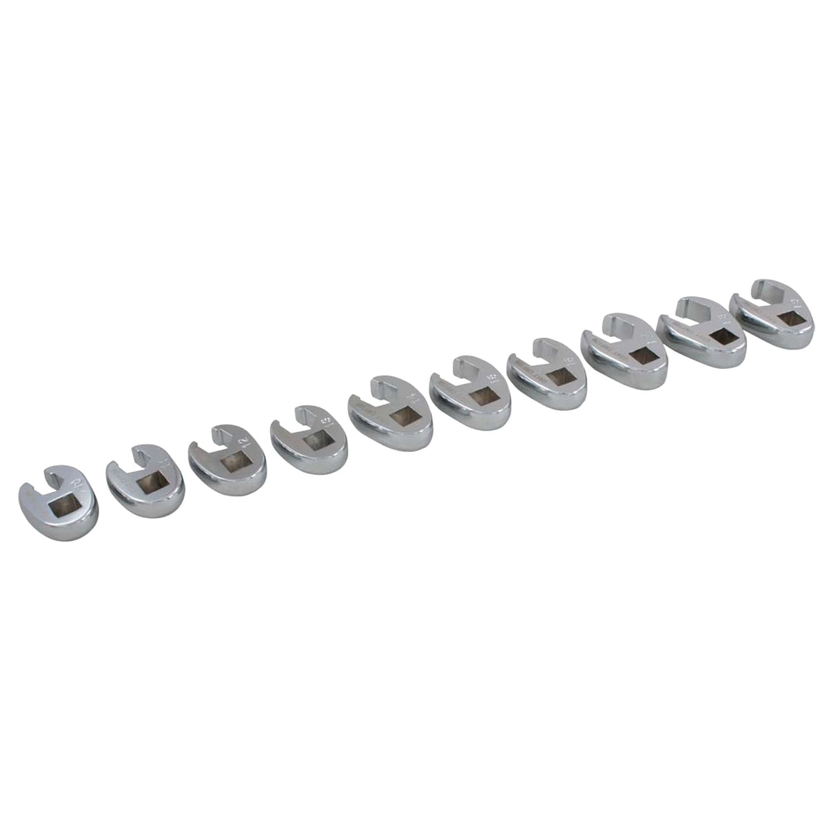 Wrench Set, Crowfoot, 10 Pieces, Metric