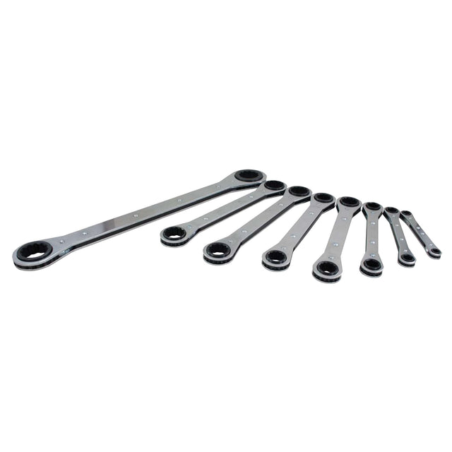 Wrench Set, Ratcheting Box, 8 Pieces, Imperial
