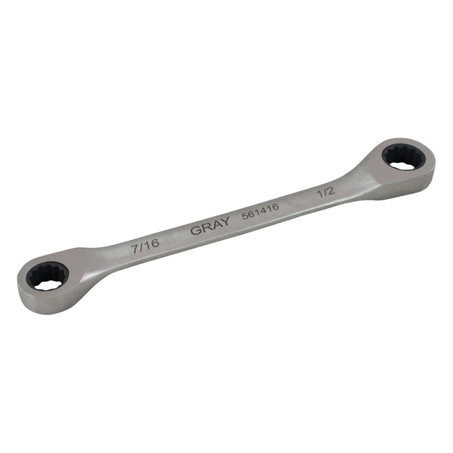 Double Box End Gear Ratcheting Wrench, 12 Point, 11/16" x 3/4", Plain Finish