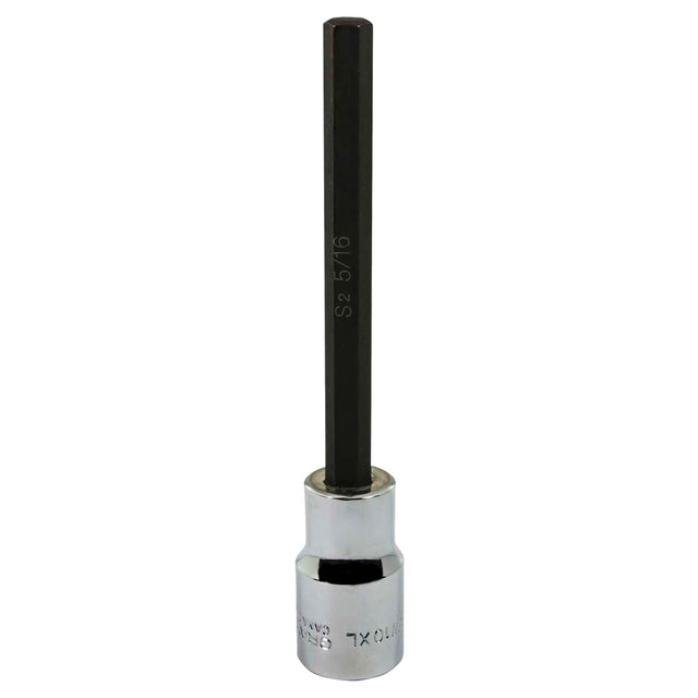 Socket, Hex, 5/16" x 5" L, 1/2" Square Drive Drive