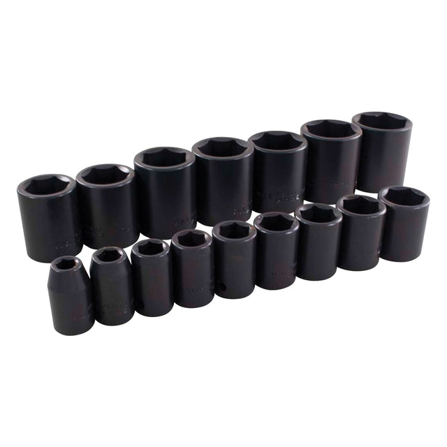 Socket Set, 16 Pcs, Impact, 1/2" Drive Size