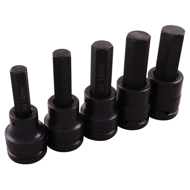 Impact Socket Set, Hex, 3/4" Drive, 5 Pcs