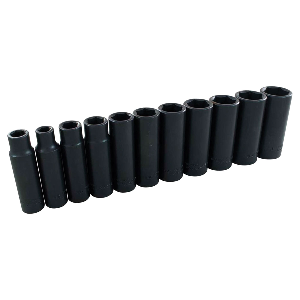 Socket Set, 11 Pcs, Impact, 1/2" Drive Size, Deep