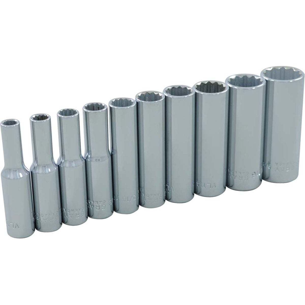 Socket Set , 10 Pcs, 1/4" Drive Size, Deep
