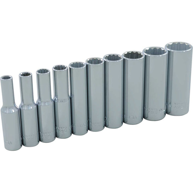 Socket Set , 10 Pcs, 1/4" Drive Size, Deep