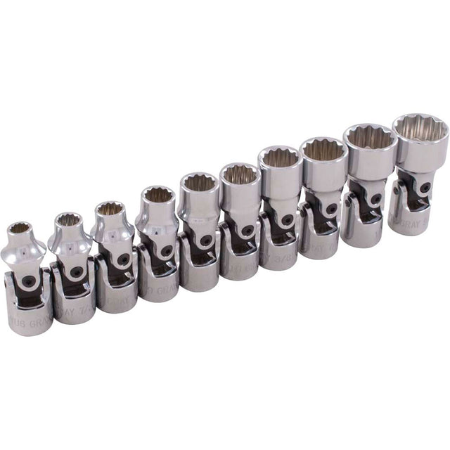 Universal Joint Socket Set, 10 Pcs, 1/4" Drive Size