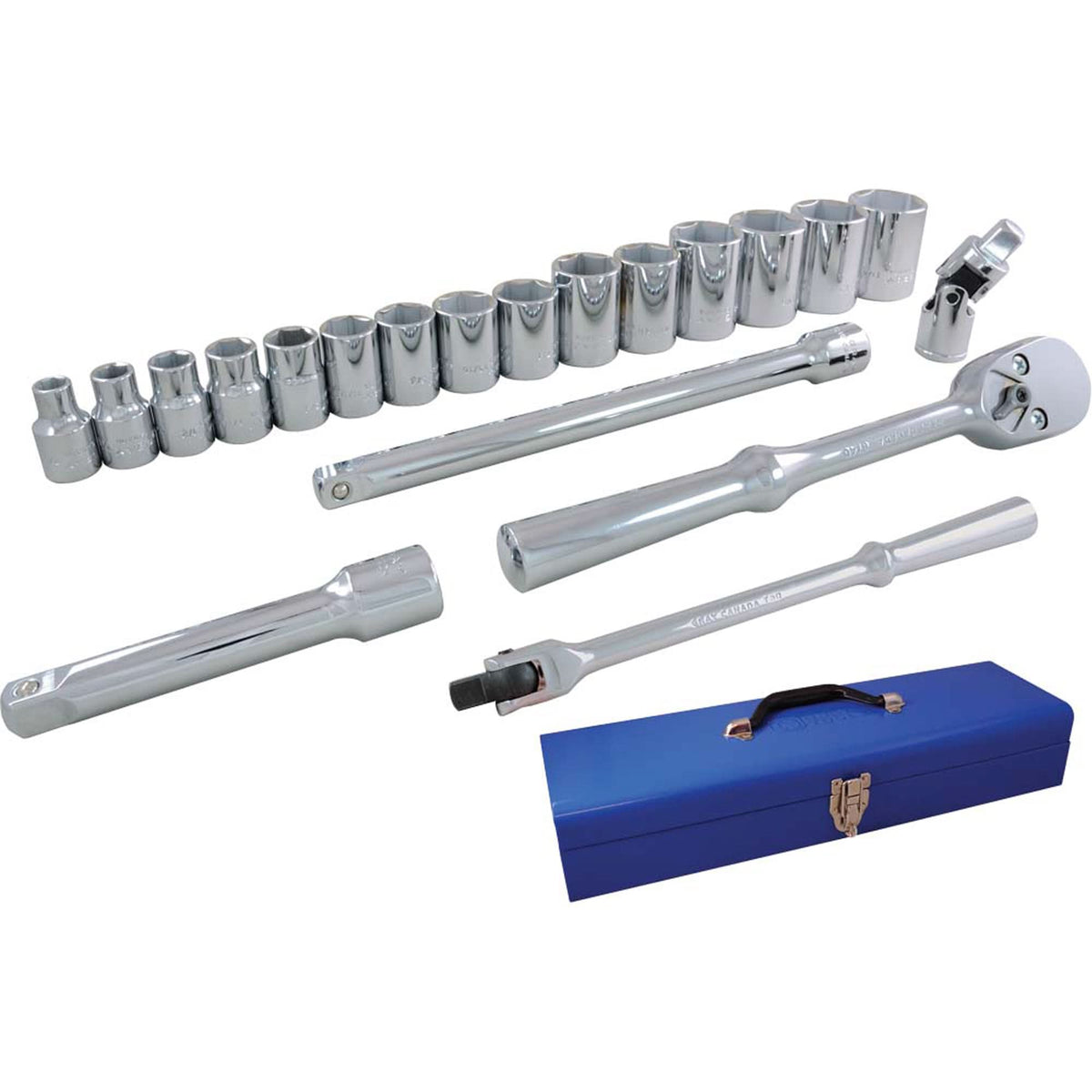 Socket & Attachment Set, 20 Pcs, 1/2" Drive Size