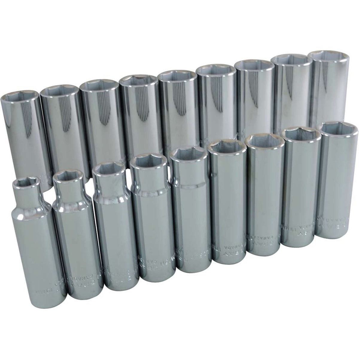 Socket Set, 18 Pcs, 1/2" Drive Size, Deep