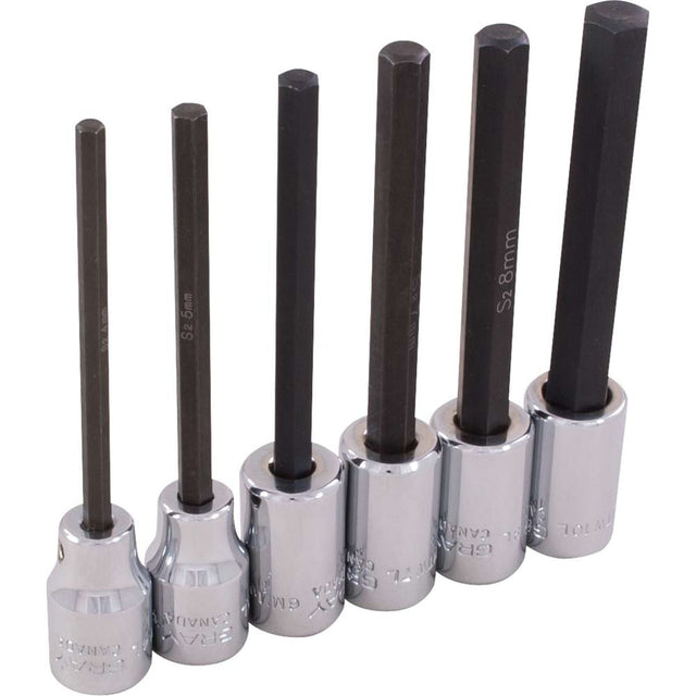 Hex Head Socket Set, Hex, 3/8" Drive, 6 Pcs