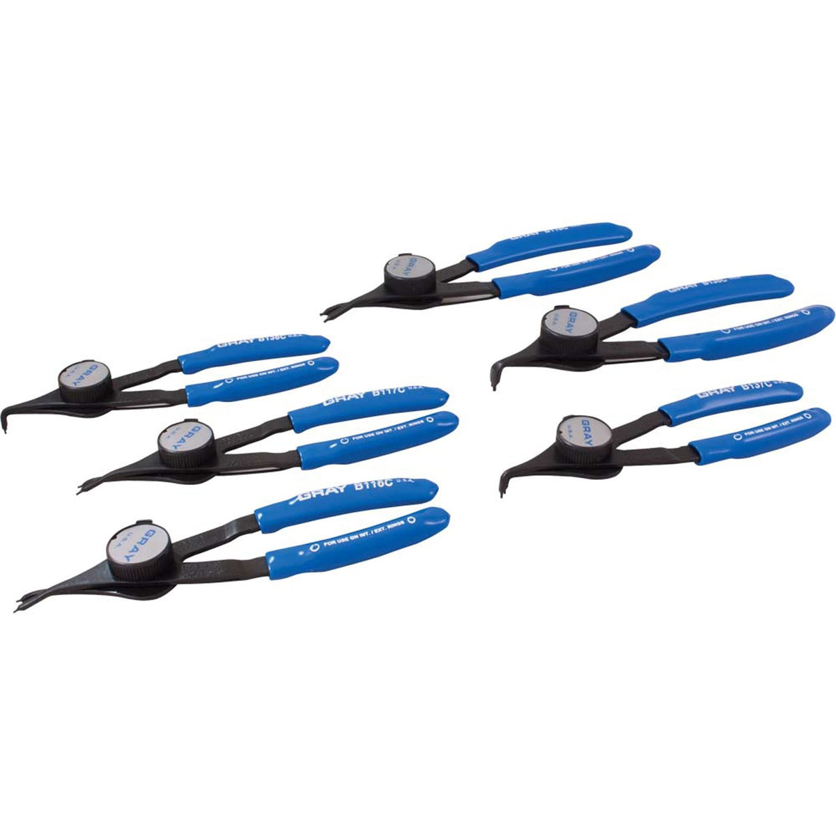 Convertible Retaining Ring Plier Set - Includes Plastic Case, 6 Pieces