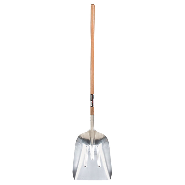 Scoop Shovel, Wood, Aluminum Blade, Straight Handle, 45-3/4" Length