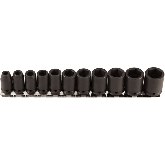 Socket Set, 11 Pcs, Impact, 1/4" Drive Size, Deep
