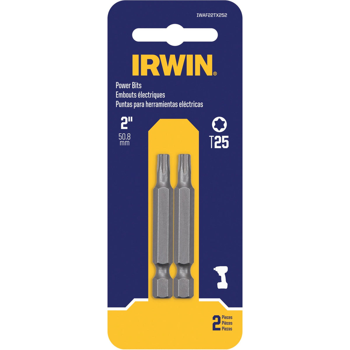 Power Bits, Torx, T-25 Tip, 1/4" Drive Size, 1-15/16" Length
