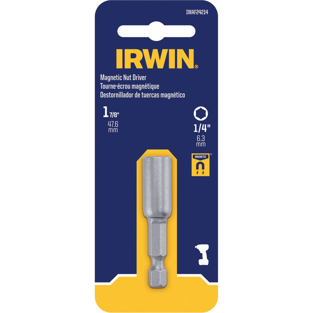 Nutsetter, 1/4" Tip, 1/4" Drive, 1-7/8" L, Magnetic