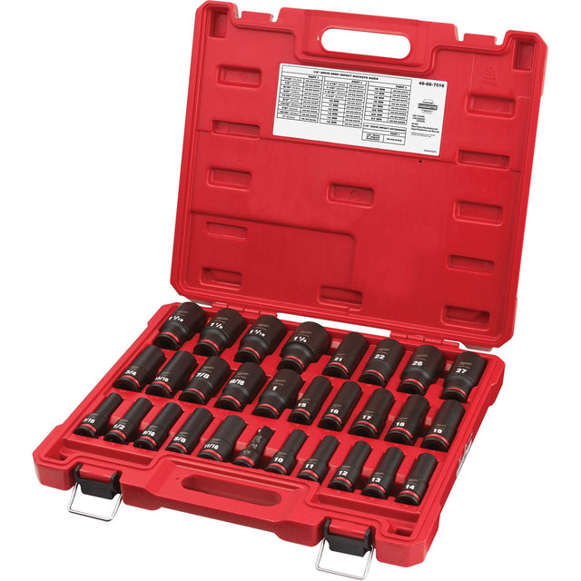 Shockwave™ Impact Duty™ SAE & Metric 6 Point Socket Set, 29 Pcs, Impact, 1/2" Drive Size, Deep