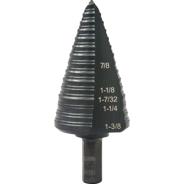 #12 Multi-Hole Step Drill Bit, 7/8" - 1-3/8" , 1/16" Increments, High Speed Steel