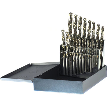 Drillco® USA Jobber Length Drill Bit Set, 21 Pieces, High Speed Steel