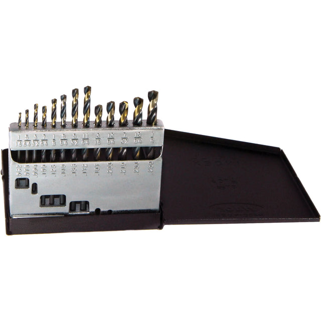 Drillco® Nitro Heavy-Duty Mechanics Length Drill Bit Set, 13 Pieces, High Speed Steel