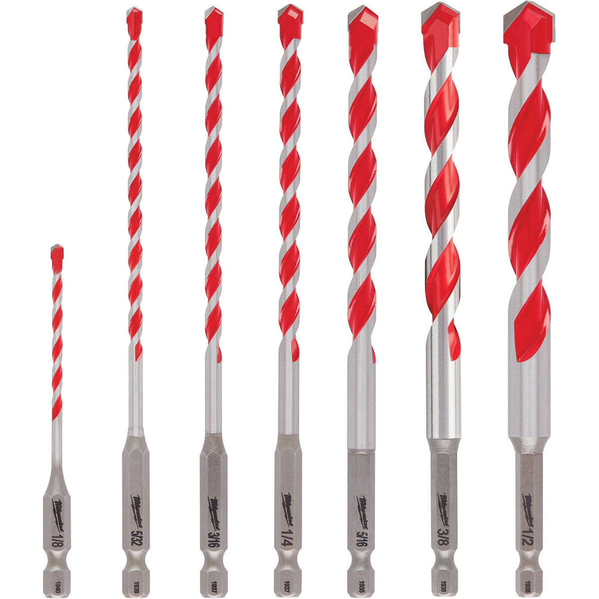 Large Shockwave™ Hammer Drill Bit Kit, 7 Pieces, Carbide