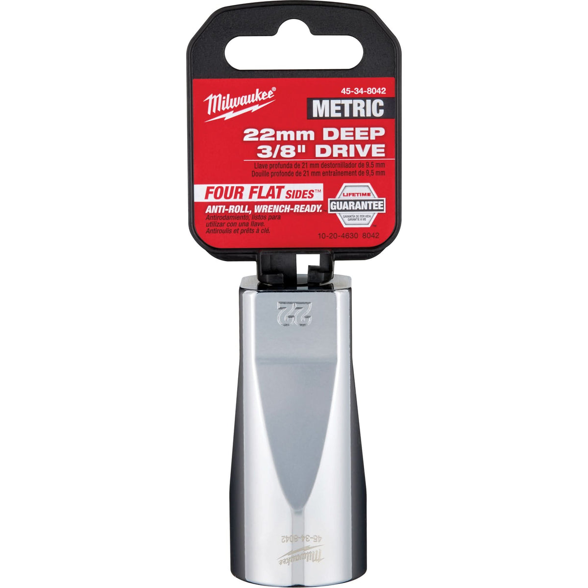 Metric Socket with Four Flat™ Sides, 22 mm, 3/8" Drive, 6 Points, Deep