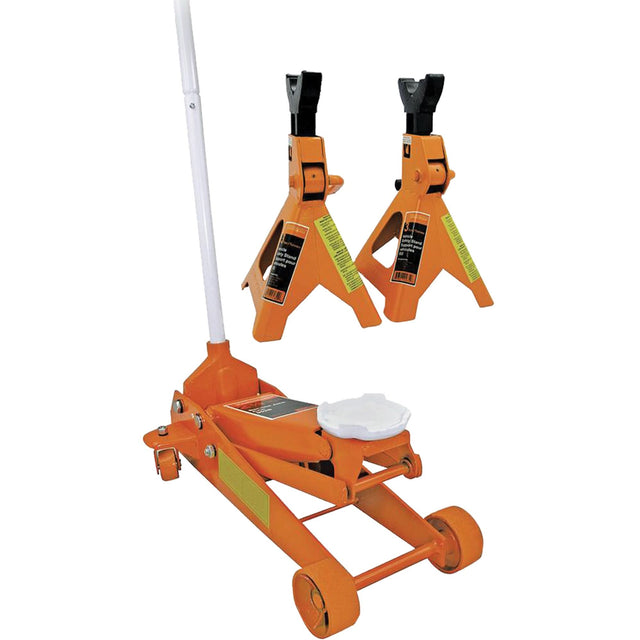Service Jack with 3-Ton Vehicle Stands, 2.5 Ton(s) Capacity, 5" Lowered, 19-1/4" Raised, Manual Hydraulic
