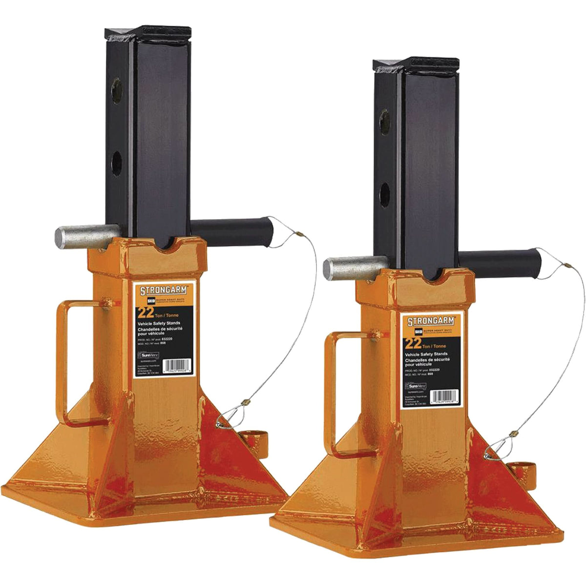 Safety Stands, Locking Pin, 22 Ton(s) Capacity
