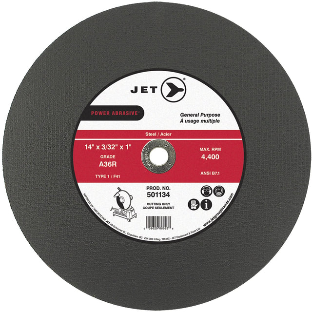 A36R Power Abrasive Cut-Off Wheel, 14" x 3/32", 1" Arbor, Type 1, 4400 RPM