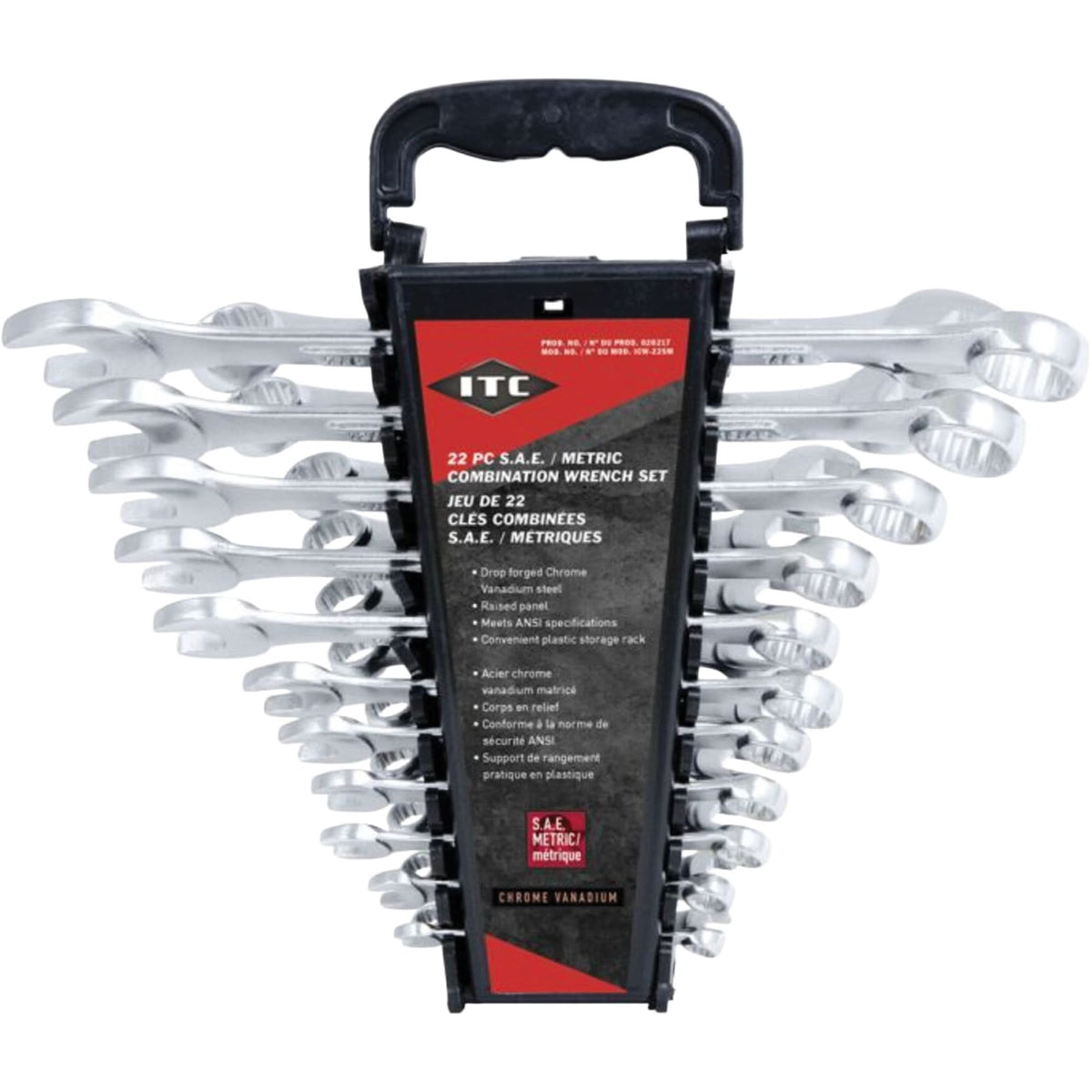 ICW-22SM Wrench Set, Combination, 22 Pieces, Imperial and Metric