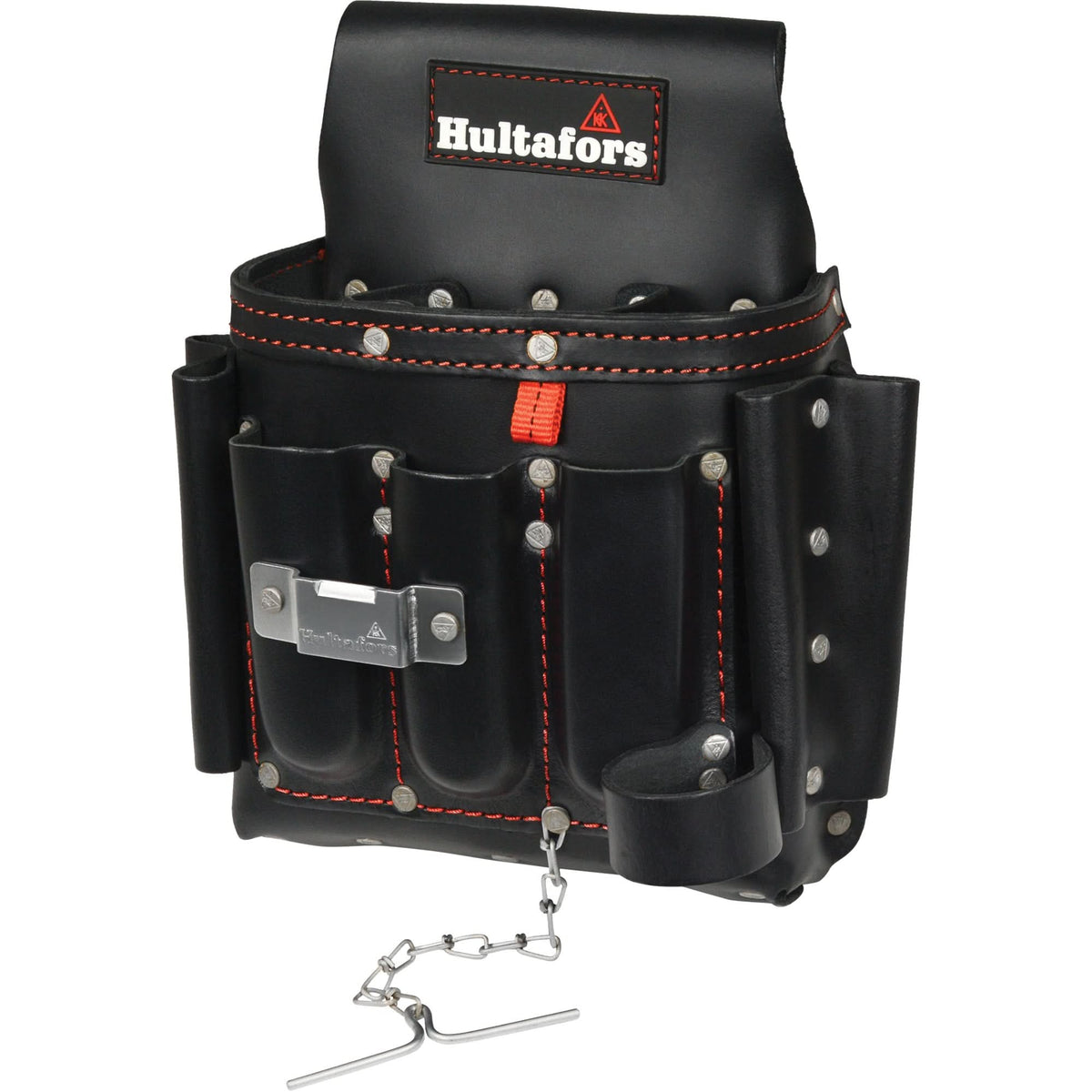 Electrician's Tool Pouch, Leather, 8 Pockets, Black