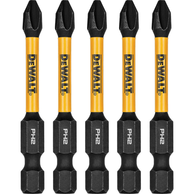 5-Piece FLEXTORQ® Impact Screwdriving Bits, Phillips, #2, 1/4" Drive