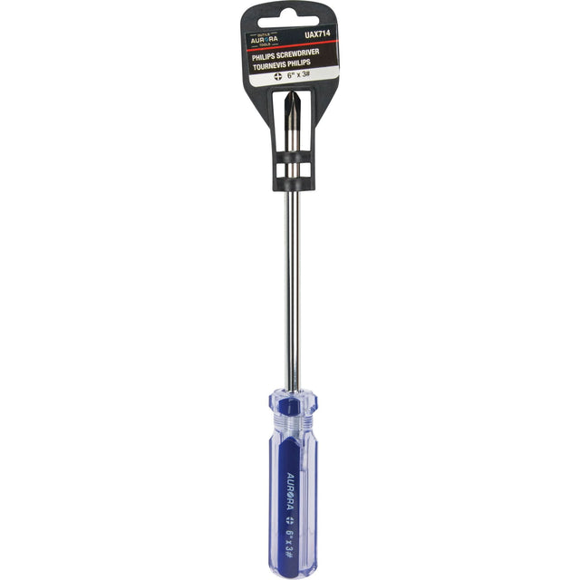 Blue Transparent Striped Philips Screwdriver, #3, Plastic Handle
