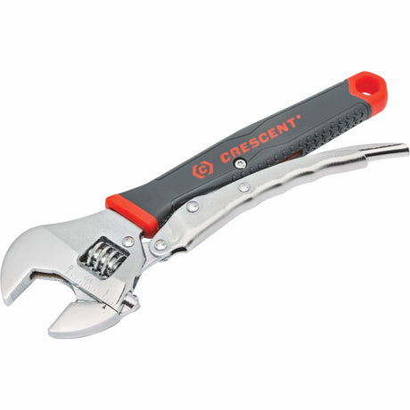 Locking Adjustable Dual Material Wrench, 10" L, 2-18/25" Max Width, Chrome/Polished