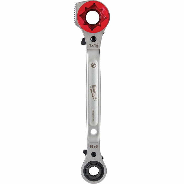 Lineman's 5-in-1 Ratcheting Wrench with Milled Strike Face, 3/4"/1"/1-1/8" Drive, Ergonomic Handle