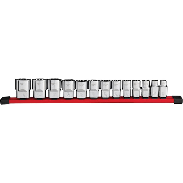 12-Point SAE Socket Set, 13 Pcs, 1/2" Drive Size