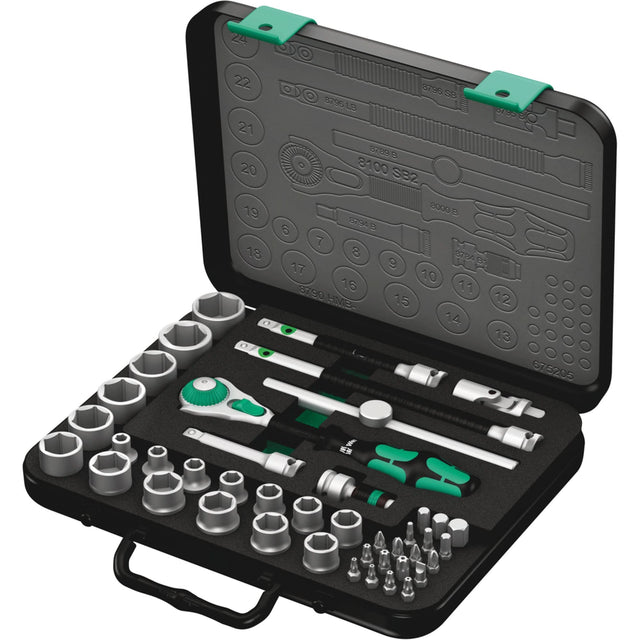 8100 SB 2 Zyklop Speed Ratchet Set, 43 Pcs, 3/8" Drive Size
