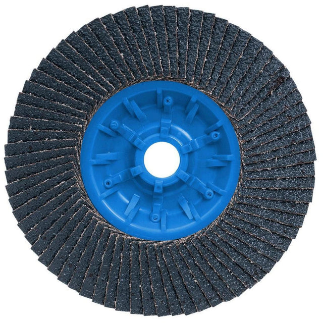 POWERBLEND TRM QC Flap Disc, 5" x 5/8"-11, Type 27, Z40 Grit, Zirconia Alumina