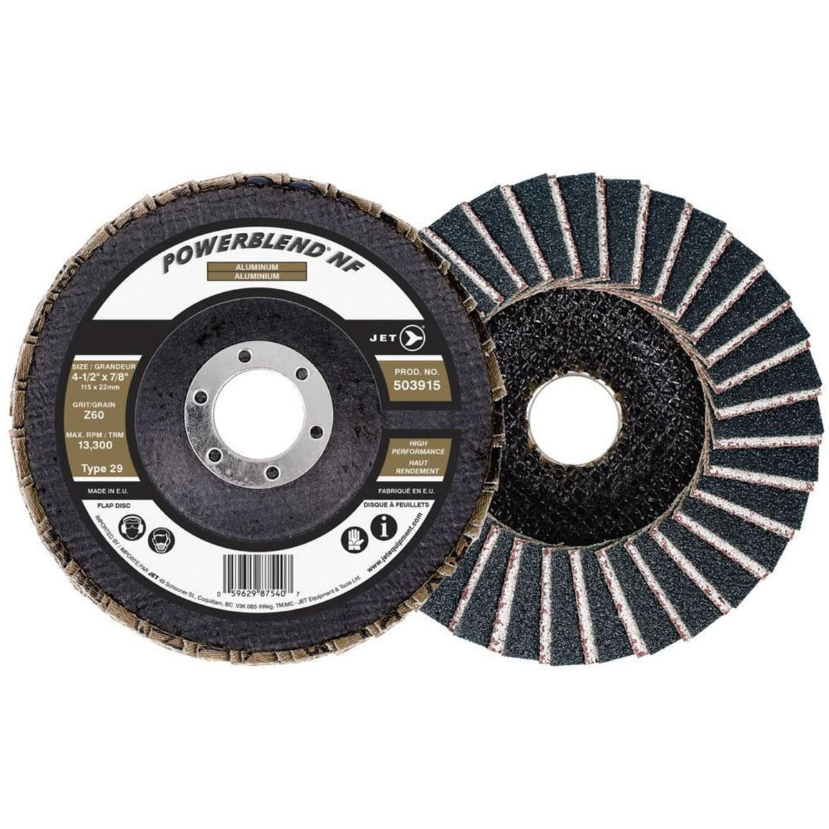 POWERBLEND NF Flap Disc, 4-1/2" x 7/8", Type 29, Z60 Grit, Zirconia Alumina