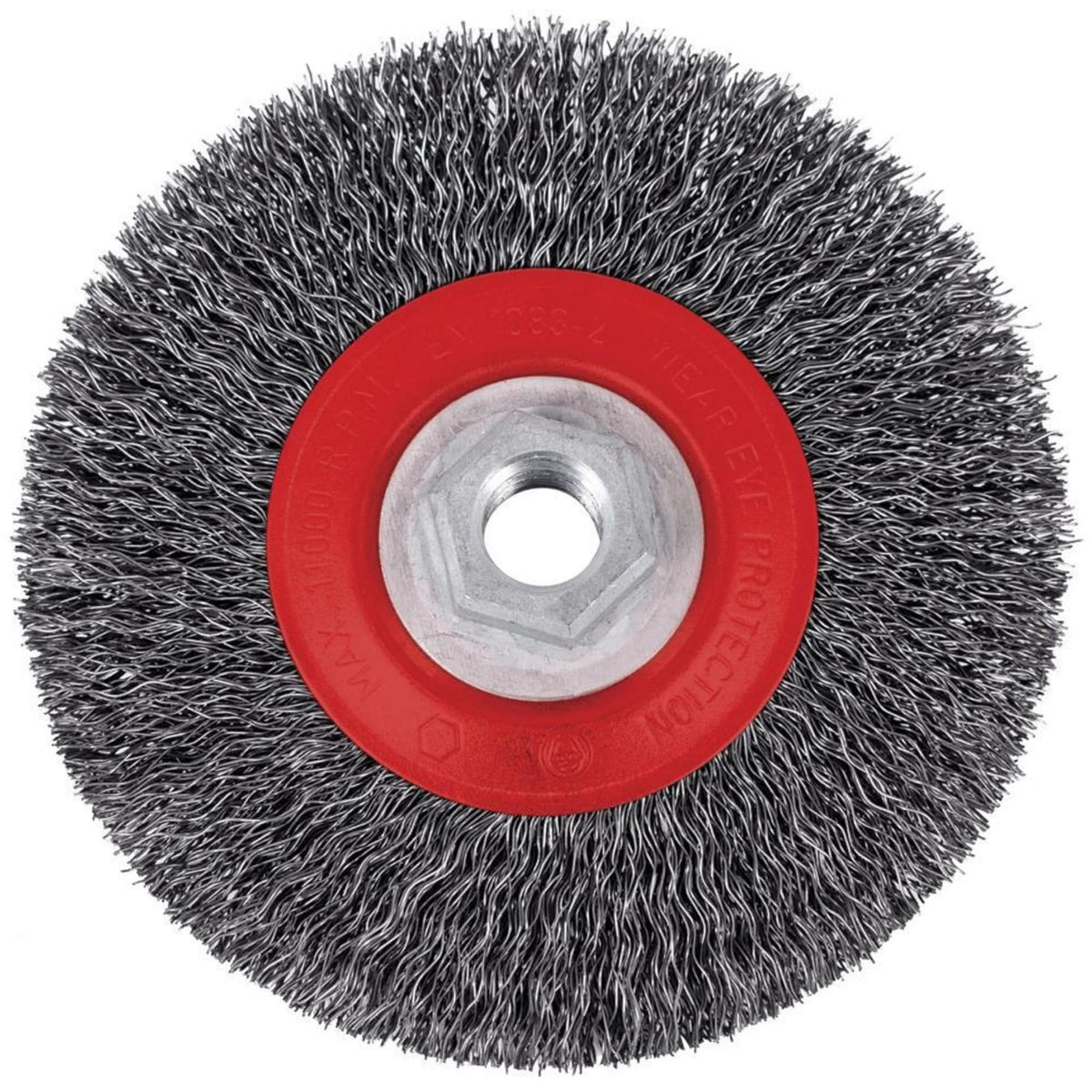 5C14T High Performance Crimped Wire Brush, 5" Dia., 0.014" Fill, 5/8"-11NC Arbor