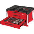 64-Piece Hand Tool Set with PACKOUT™ 4 Drawer Tool Box, 16-3/10" x 22-1/5" x 14-3/10", Black/Red
