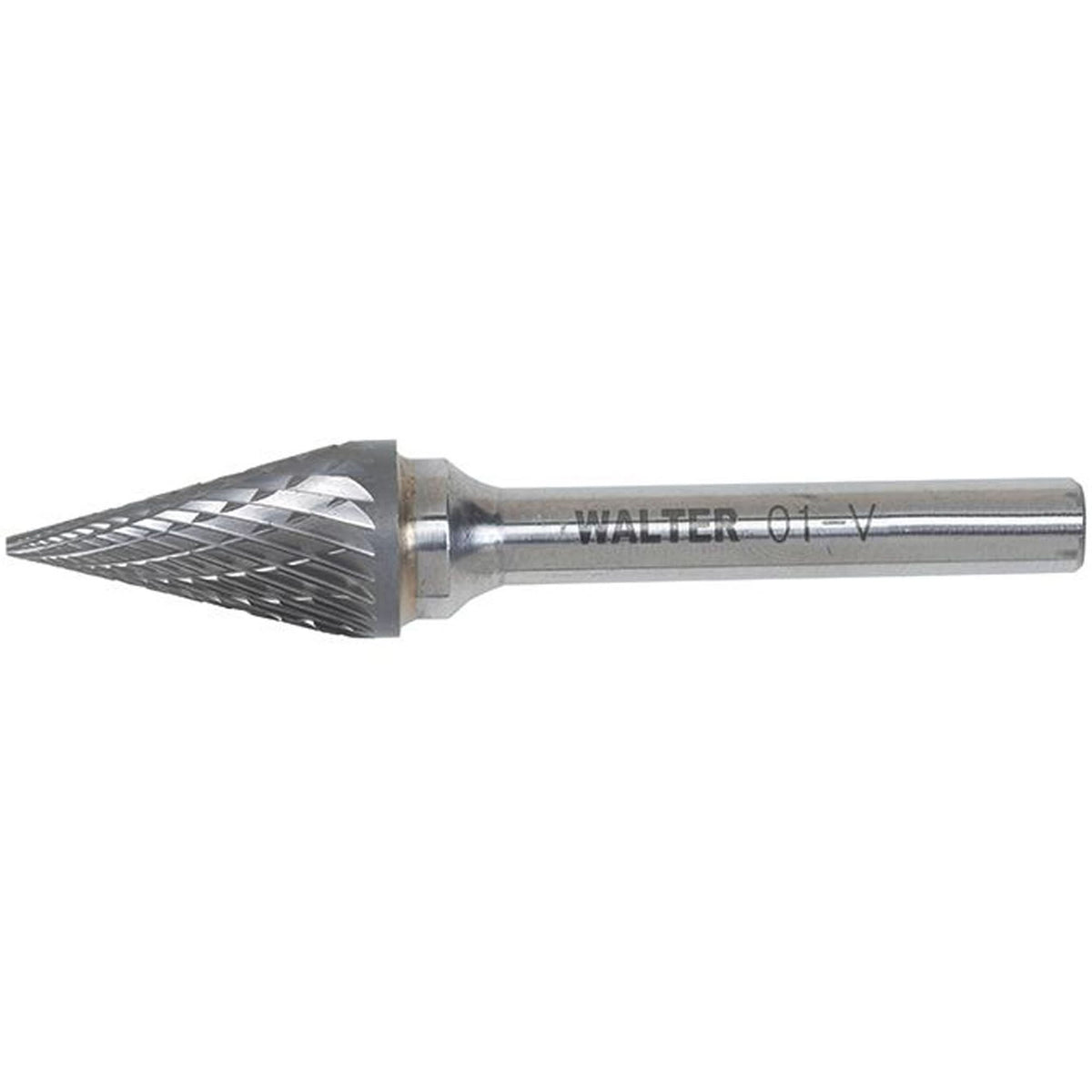 Double Cut Conical Carbide Burr, 1/2" Dia., 1/4" Shank, 7/8" Depth of Cut