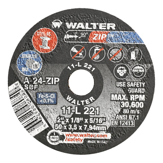 Portable Small Diameter Reinforced Cut-Off Wheels - Zip™, 2" x 1/8", 5/16" Arbor, Type 1, Aluminum Oxide, 31000 RPM