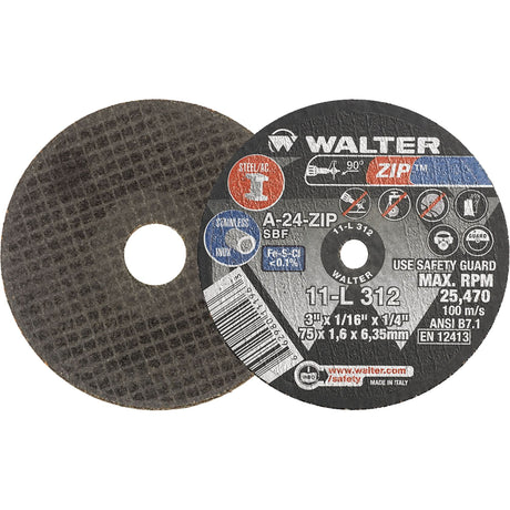 Zip™ Cut-Off Wheel, 3" x 1/16", 1/4" Arbor, Type 1, Aluminum Oxide, 25470 RPM